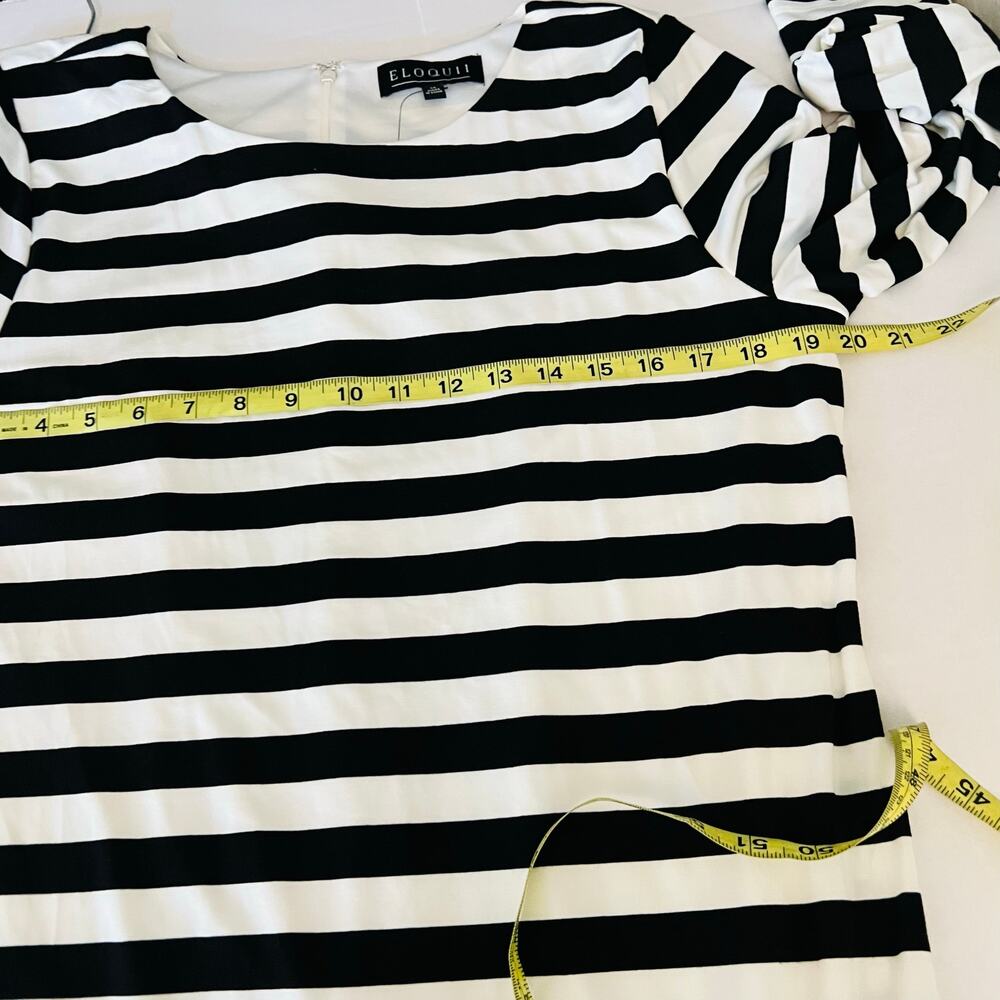 Eloquii Striped Long Sleeve Asymmetrical Hem Dress Size 14 NEW White Black - Picture 7 of 9
